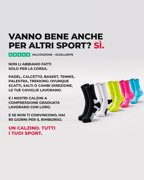 Un calzino. Tutti i tuoi sport.