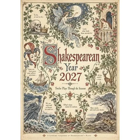 A Shakespearean Year 2027 – 12 Plays Through the Seasons | Vintage Illustrated Wall Calendar - Buy 1