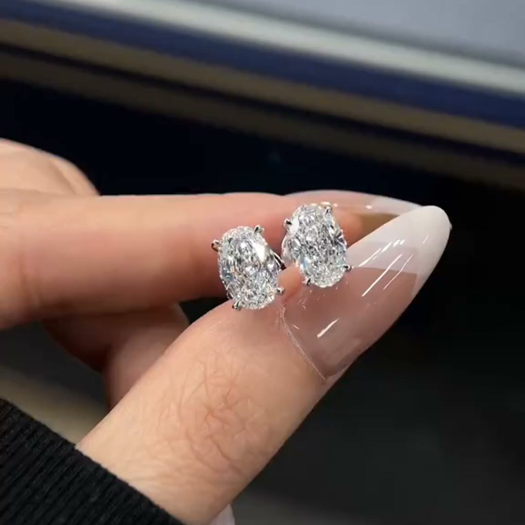Classic Oval Moissanite Stud Earrings