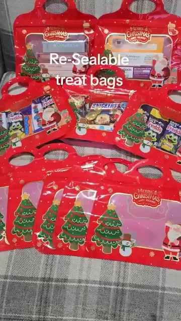 LAST DAY SALE 50% OFF!!Easy Fill, Easy Seal Festive Self-Seal Treat Bags – Santa & Snowman Print | Resealable, Food-Safe & Perfect for