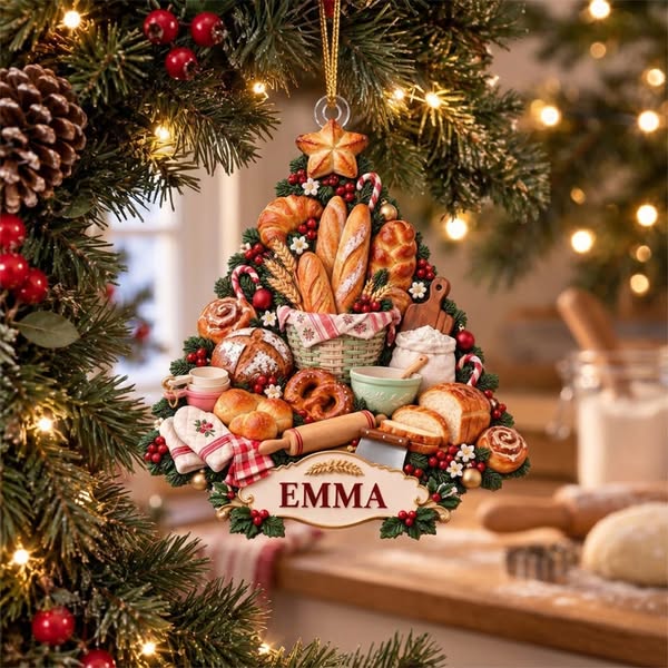 Personalized French Bread Tree Christmas Ornament