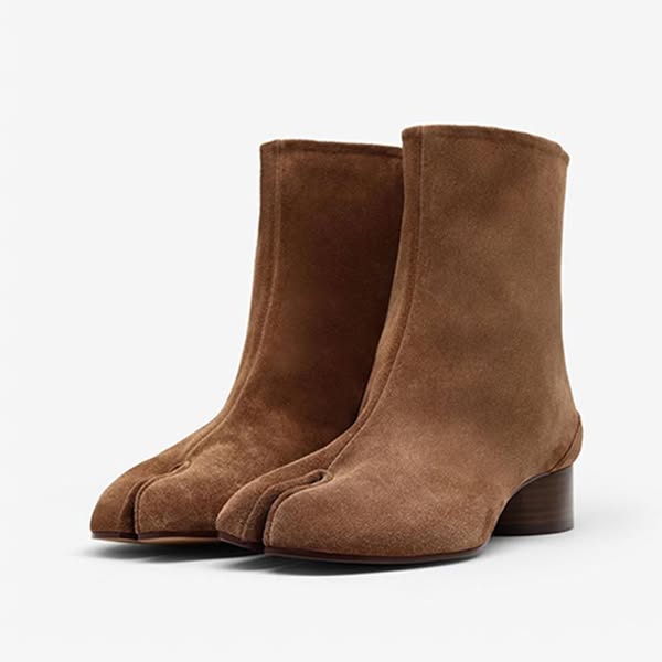 Iconic Suede Tabi Boots with Cylindrical Heel