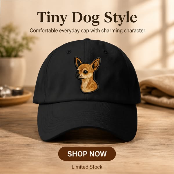 Chihuahua - Modern tiny dog logo with bo - Baseball Cap