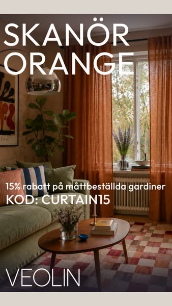 15% på måttbeställda gardiner - KOD: CURTAIN15