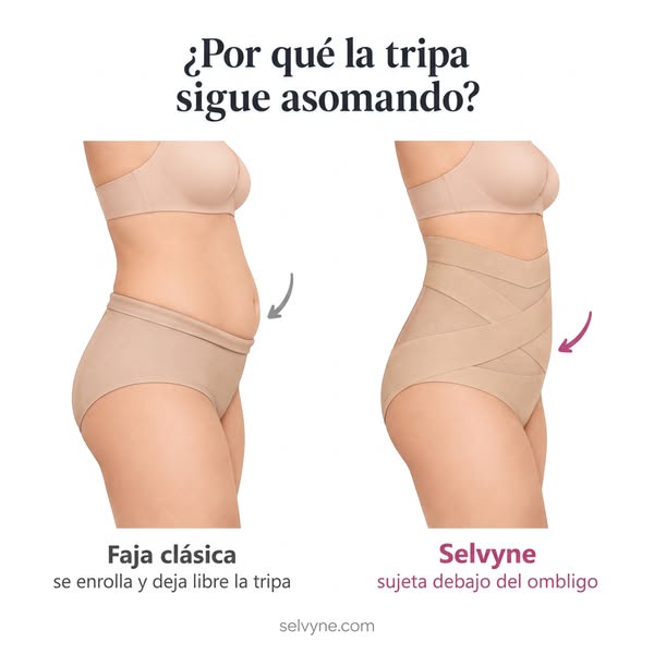 Sujeta debajo del ombligo