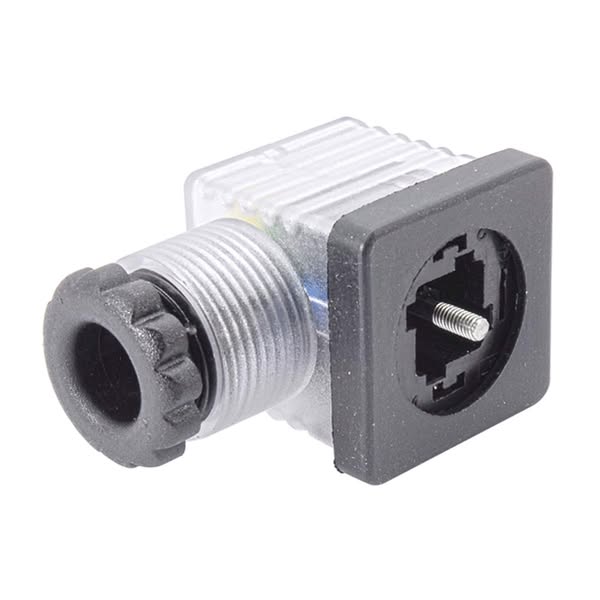 Valve connector with LED 2+PE Socket Size A Screw connection, Cable outlet sideways PG11x1.41 Clamping range 6.0 mm - 8.0 mm, Cross-section