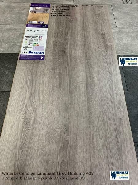Waterbestendig laminaat 12mm dik grey building ac-6 klas 33
