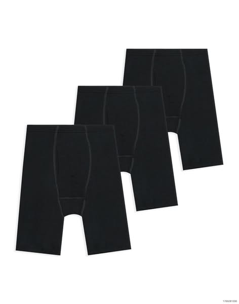 Men's merino wool long boxer shorts with fly (3-pack)
