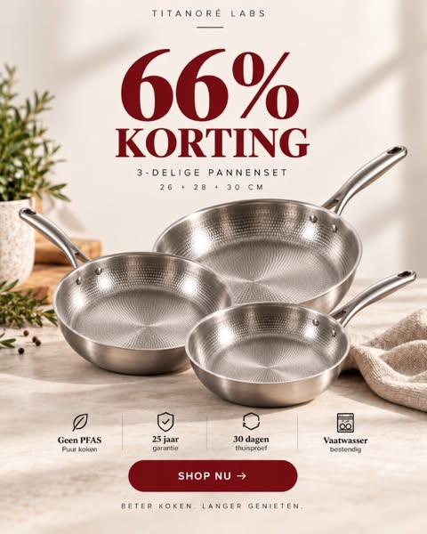 66% korting. Drie maten.