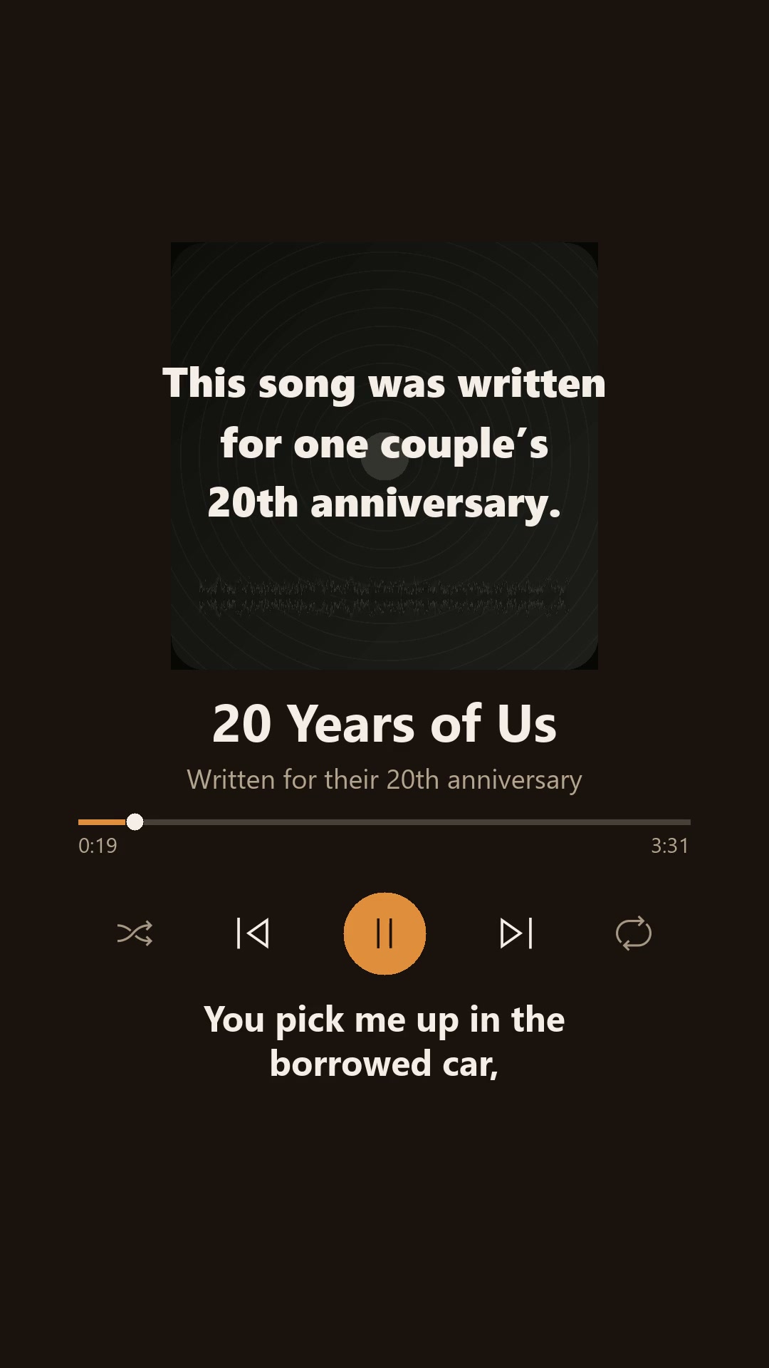 The song that says what twenty years can't