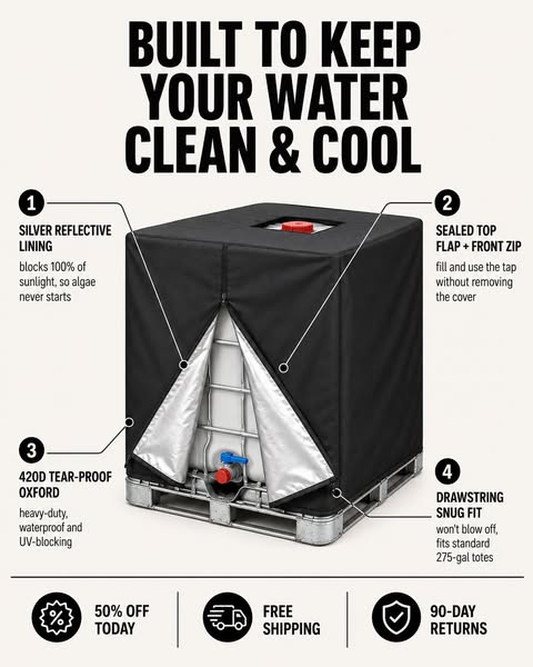 Waterproof IBC Tote Cover – Heavy-Duty, UV-Blocking, Secure Fit