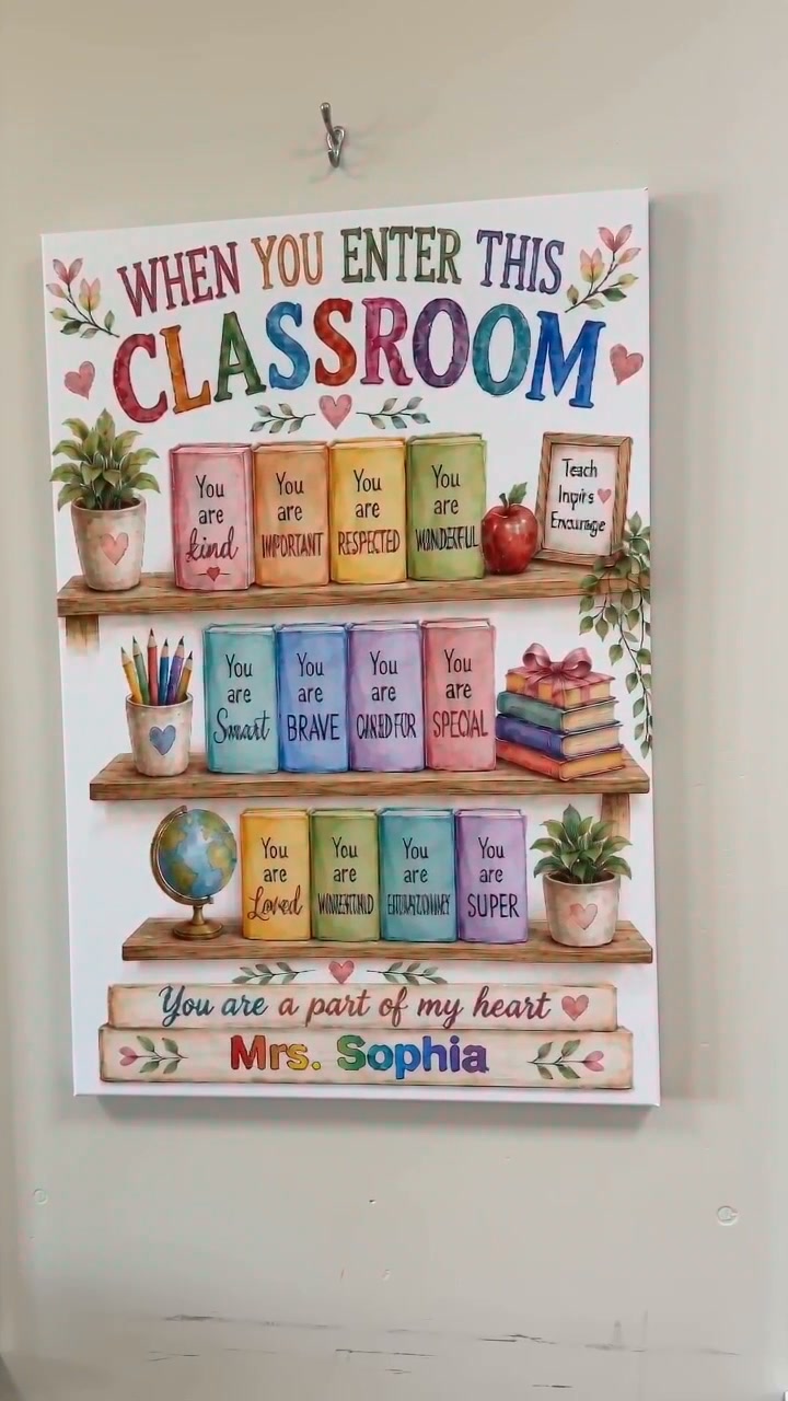 Custom "When You Enter" Bookshelf Classroom Canvas