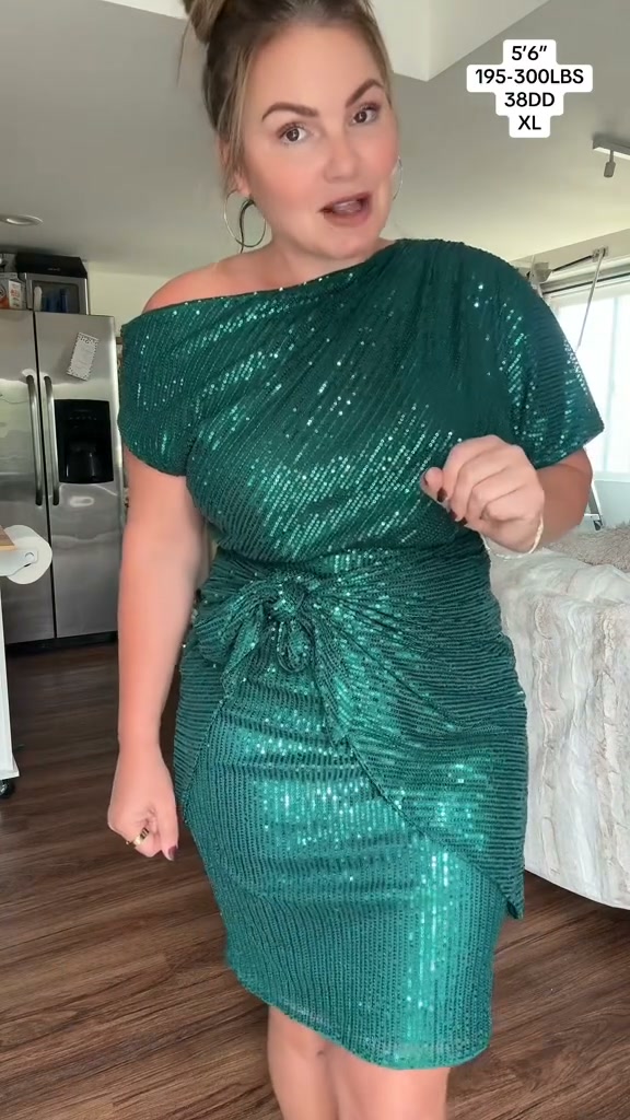 70% OFF!!!-Ready for Christmas's Party!!!Women's Sparkly One-Shoulder Ruched Dress