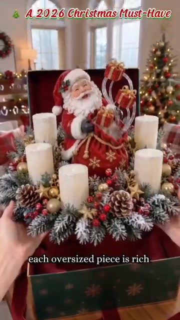 Christmas Lighted Centerpiece with Flameless Candle Glow
