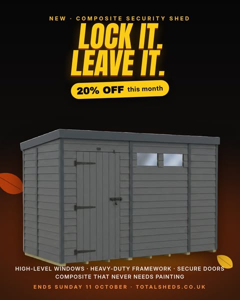 Composite security shed: lock it, leave it