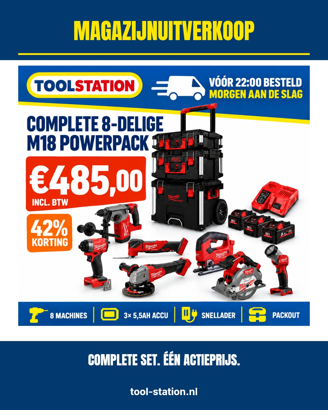 Milwaukee M18 Powerpack voor €485