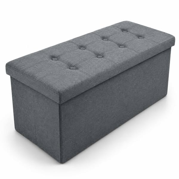 Nyxi Fabric Ottoman Storage Box (Dark Grey) - 110 * 38 * 38cm