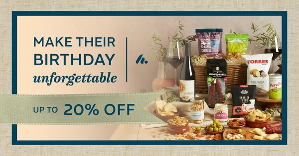 Get up to 20% off luxury & gourmet hampers