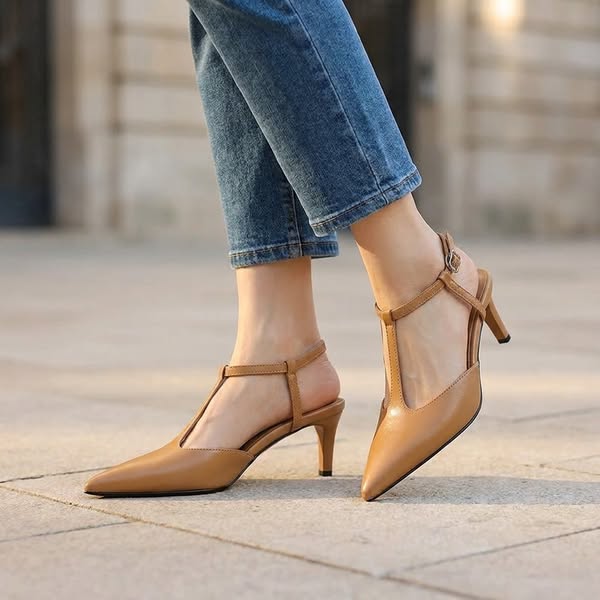 Odelia Leather Heels - 50% Off