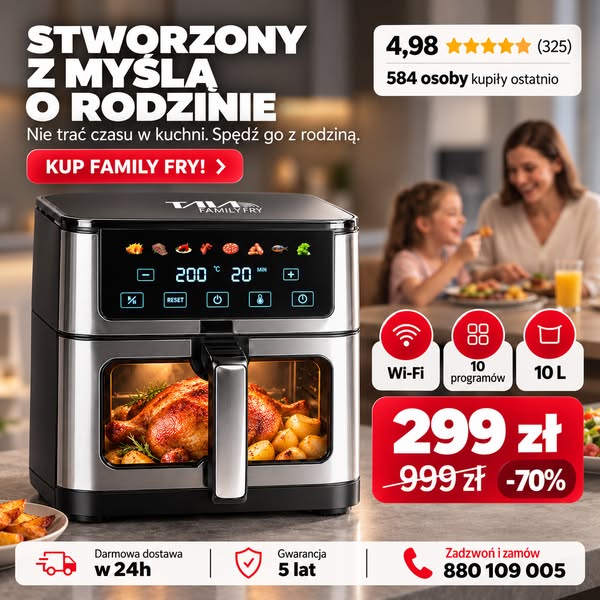 MEGA WYPRZEDAŻ TAIA FAMILY FRY Air Fryer 10 L Wi-Fi 1800W okno podglądu LED i szybkie obiady dla całej rodziny