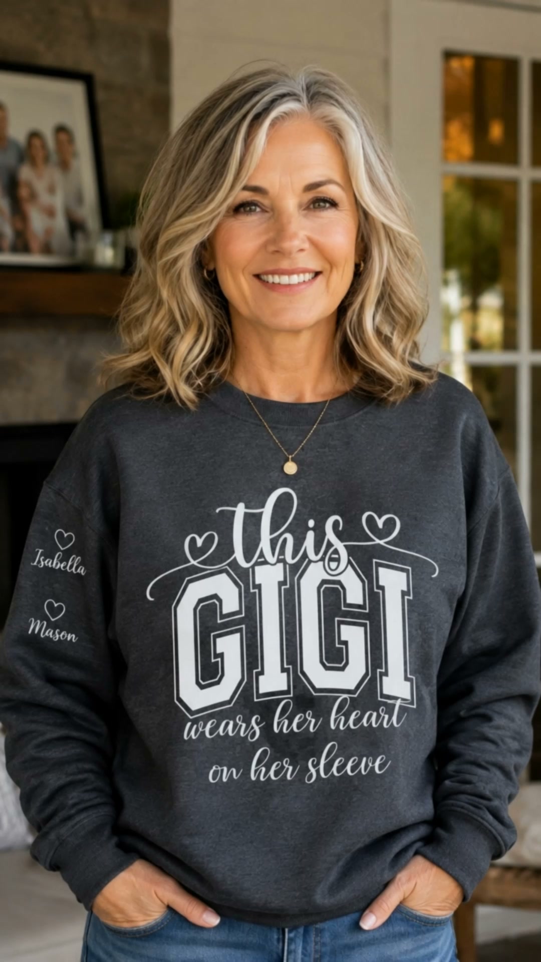 This Grandma Wears Her Heart On Her Sleeve Shirt with Grandkids’ Names