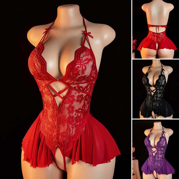 Sexy Solid Color Cross Straps Lingerie