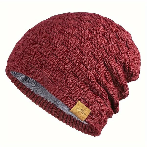 W Patch Fleece Beanie - Coldproof Knit Hat for Autumn &...