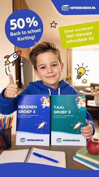 ALLEEN OP DIT MOMENT 50% BACK TO SCHOOL KORTING OP ALLE OEFENBOEKEN REKENEN EN TAAL