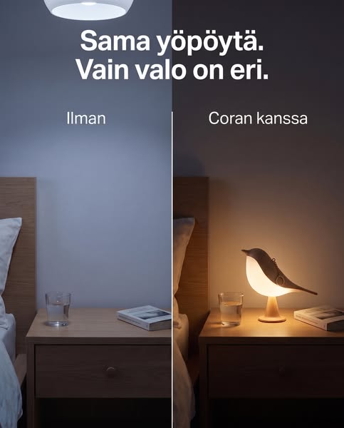 Yksi napautus päähän. Sitten se syttyy.