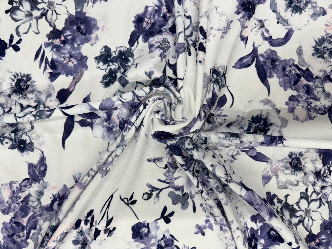Ivory & Lavender Watercolour Floral Liverpool Knit – £5.99/m