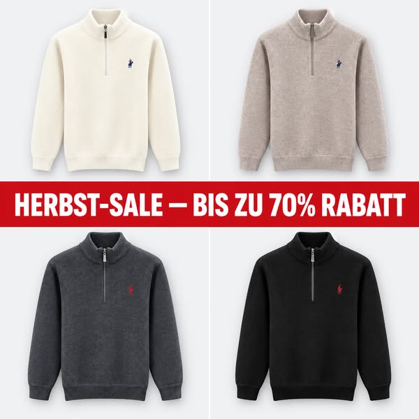 Herren Troyer Pullover – Strickpullover mit Stehkragen
