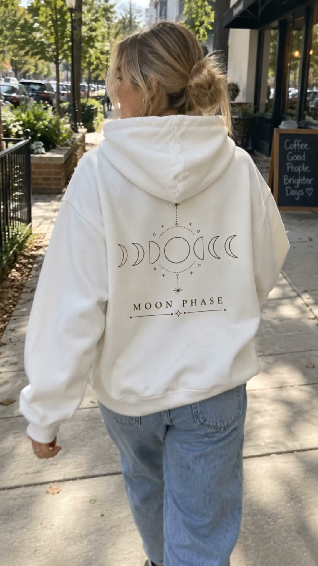 Moon Phase Celestial Graphic Hoodie