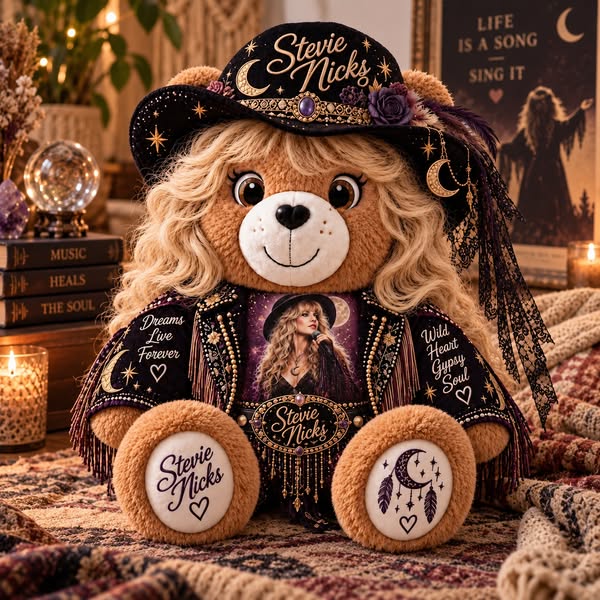 Stevie Nicks Custom Shaped Bear Pillow – Gypsy Soul Music Inspired Gift for Stevie Nicks Fans