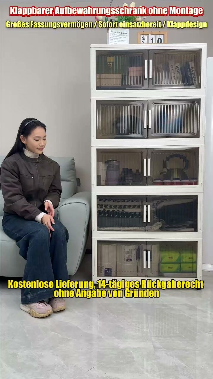 In 3 Schritten aufgebaut! Stapelfähiger Aufbewahrungsschrank mit Rollen‼