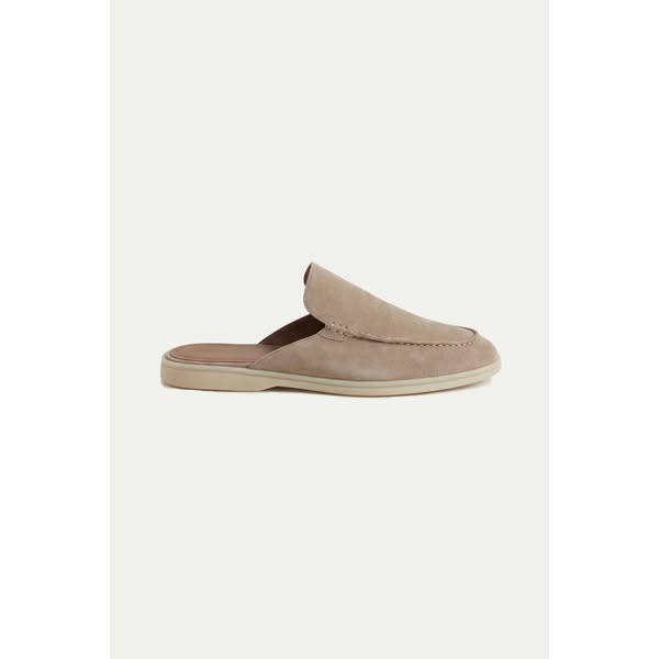 Beige Suède Yacht Mule