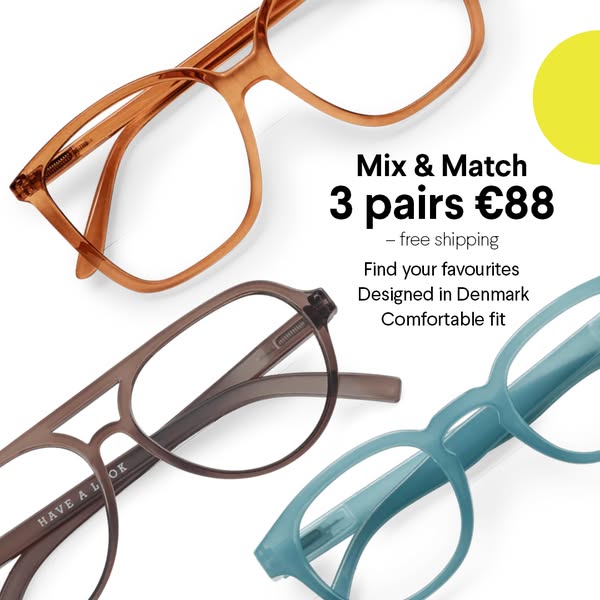 3 pairs of reading glasses for €88