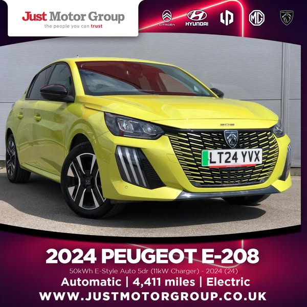 SAVE £801! 2024 Peugeot e-208 E-Style Electric Automatic !