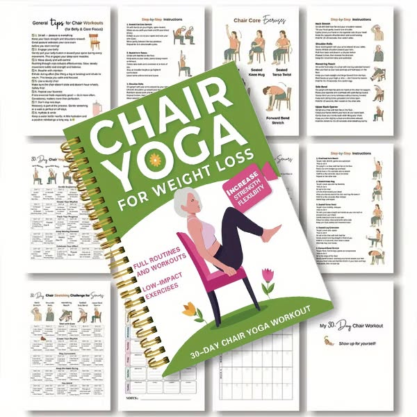 30-Day Chair Yoga Weight Loss Spiral Notebook & Exercise Guide