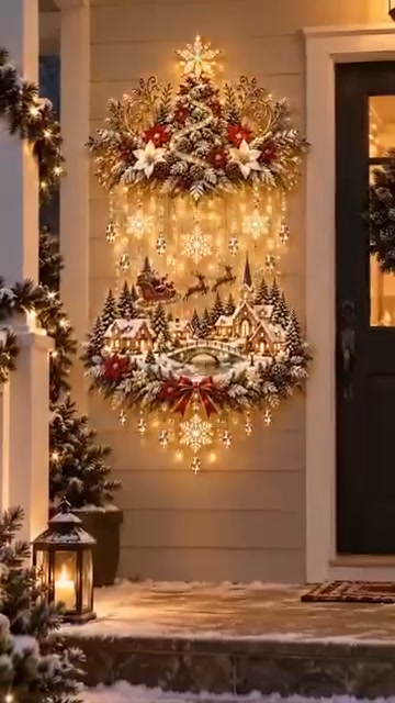 Illuminate Your Holidays with the Magical Christmas Tree & Village Wall Hanging!