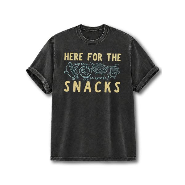 HERE FOR THE SNACKS Washed T-Shirt