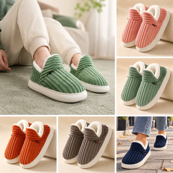 Cushioned Slippers With A Fold-Down Collar