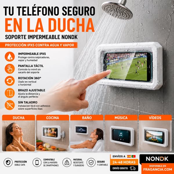 Soporte Impermeable 360° para Teléfono en la Ducha