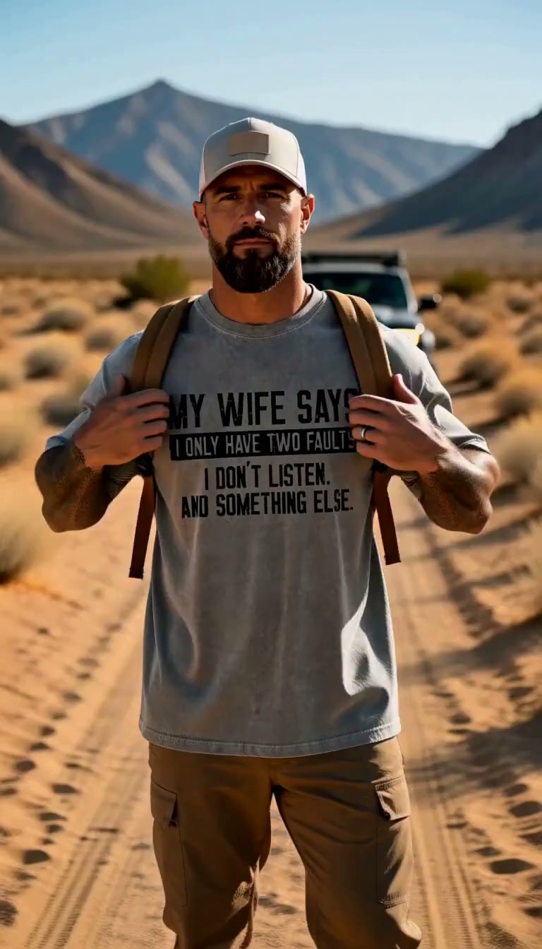 My Wife Says I Don't Listen And Something Else Sarcastic Saying Vintage Washed Oversized T-Shirt