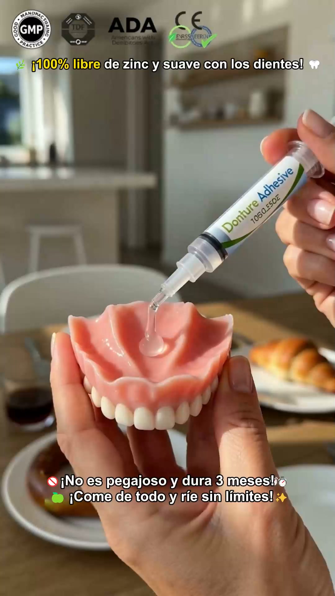 "¿Harto de que la dentadura postiza se mueva y te irrite las encías?"
