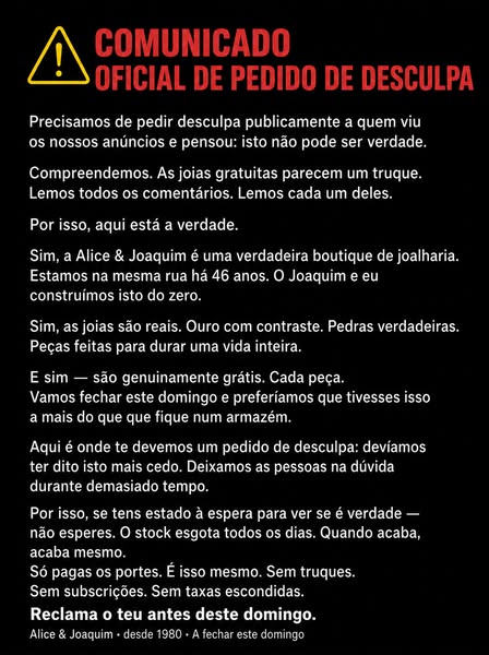 Grátis — pague apenas os portes de envio