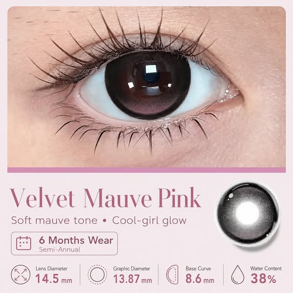 Velvet Mauve Pink 14.5mm Contact Lenses(6 months wear)