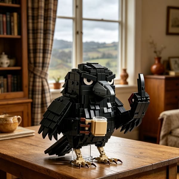 Sarcastic Coffee Crow™ Building Block Set – Funny Do Not Disturb Desk Decor