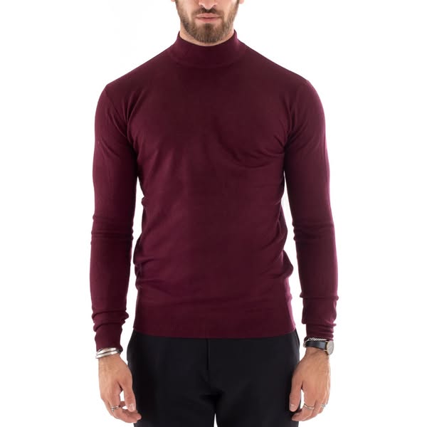 Maglioncino Uomo Maglia Mezzo Collo Sottogiacca Bordeaux M2565A