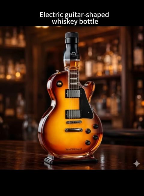 Rock 'n' Roll Spirit: Retro Sunset Guitar-Shaped Liquor Bottle