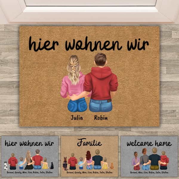 Individuelle Fußmatte für Singles, Paare und Familien